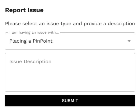 PinPoint Report Issue Menu