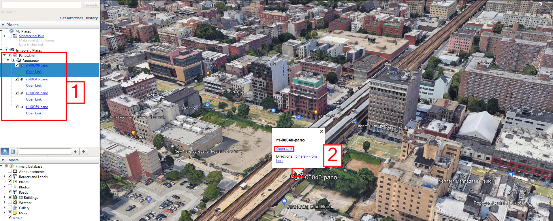 View MJ4D panoramic photo locations in Google Earth Pro